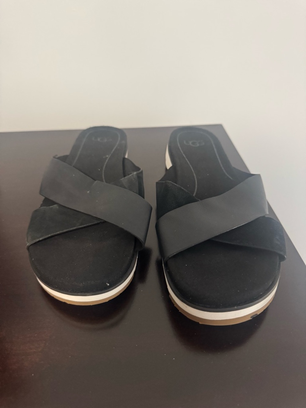 UGG Black Crisscross Slide Sandals